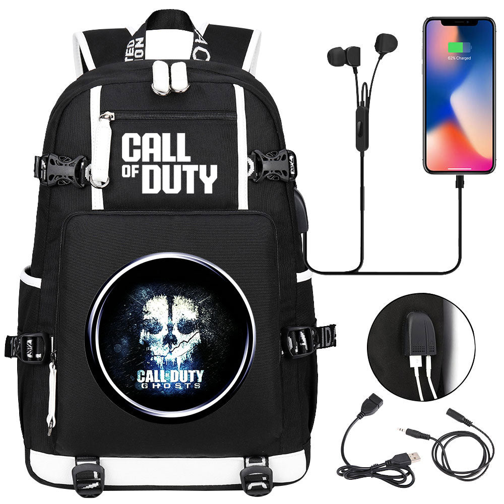 Call of Duty USB Charging Backpack School NoteBook Laptop Travel Bags