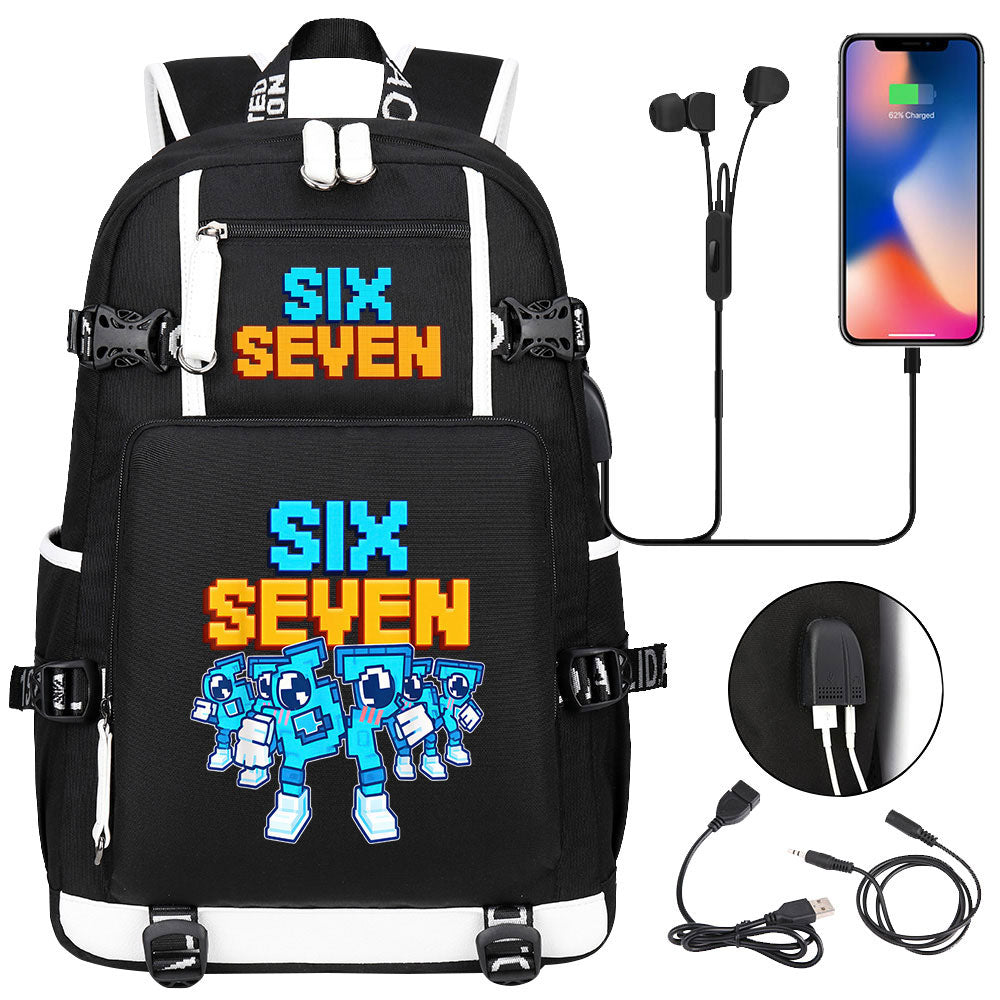 Steal a Brainrot 67 USB Charging Backpack School NoteBook Laptop Travel Bags