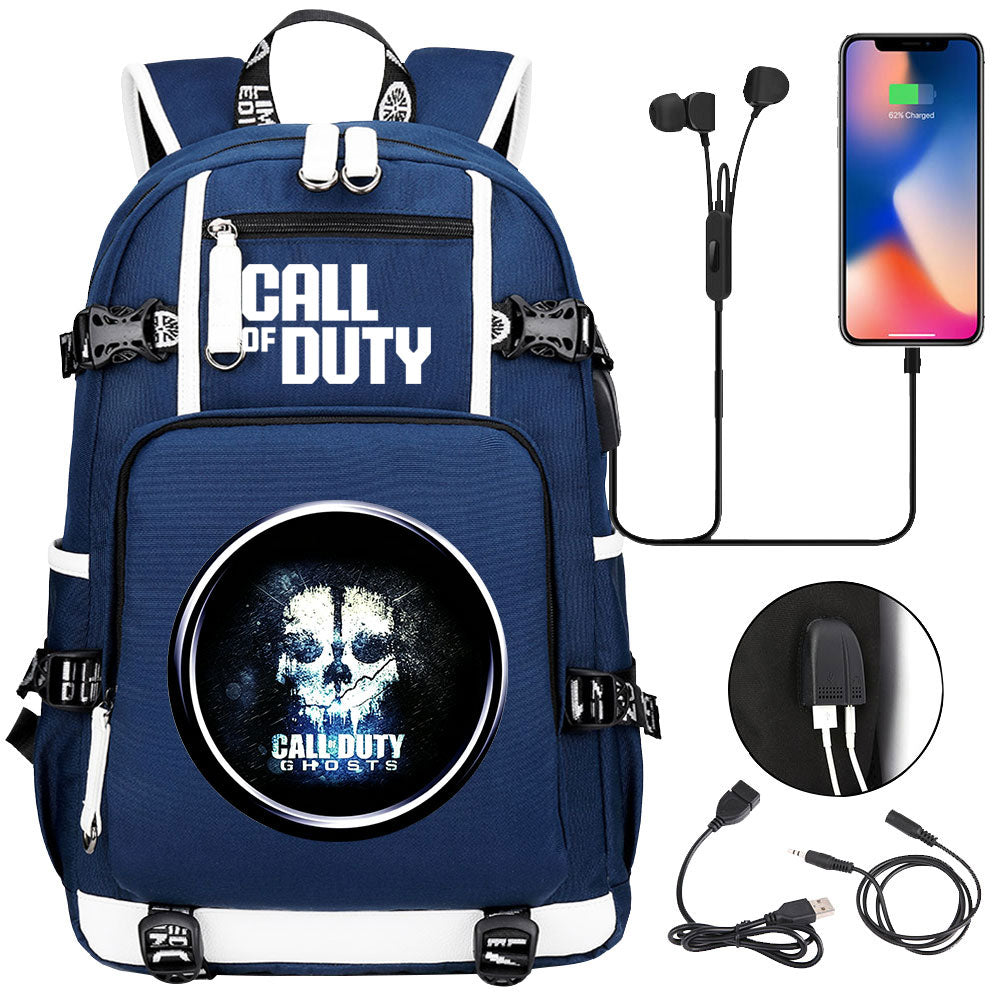 Call of Duty USB Charging Backpack School NoteBook Laptop Travel Bags