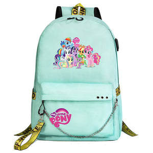 My Little Pony USB Charging Backpack Shoolbag Notebook Bag Gifts for Kids Students
