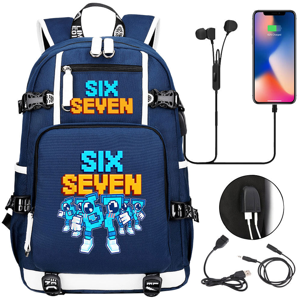 Steal a Brainrot 67 USB Charging Backpack School NoteBook Laptop Travel Bags