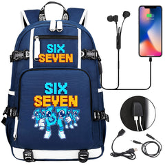 Steal a Brainrot 67 USB Charging Backpack School NoteBook Laptop Travel Bags