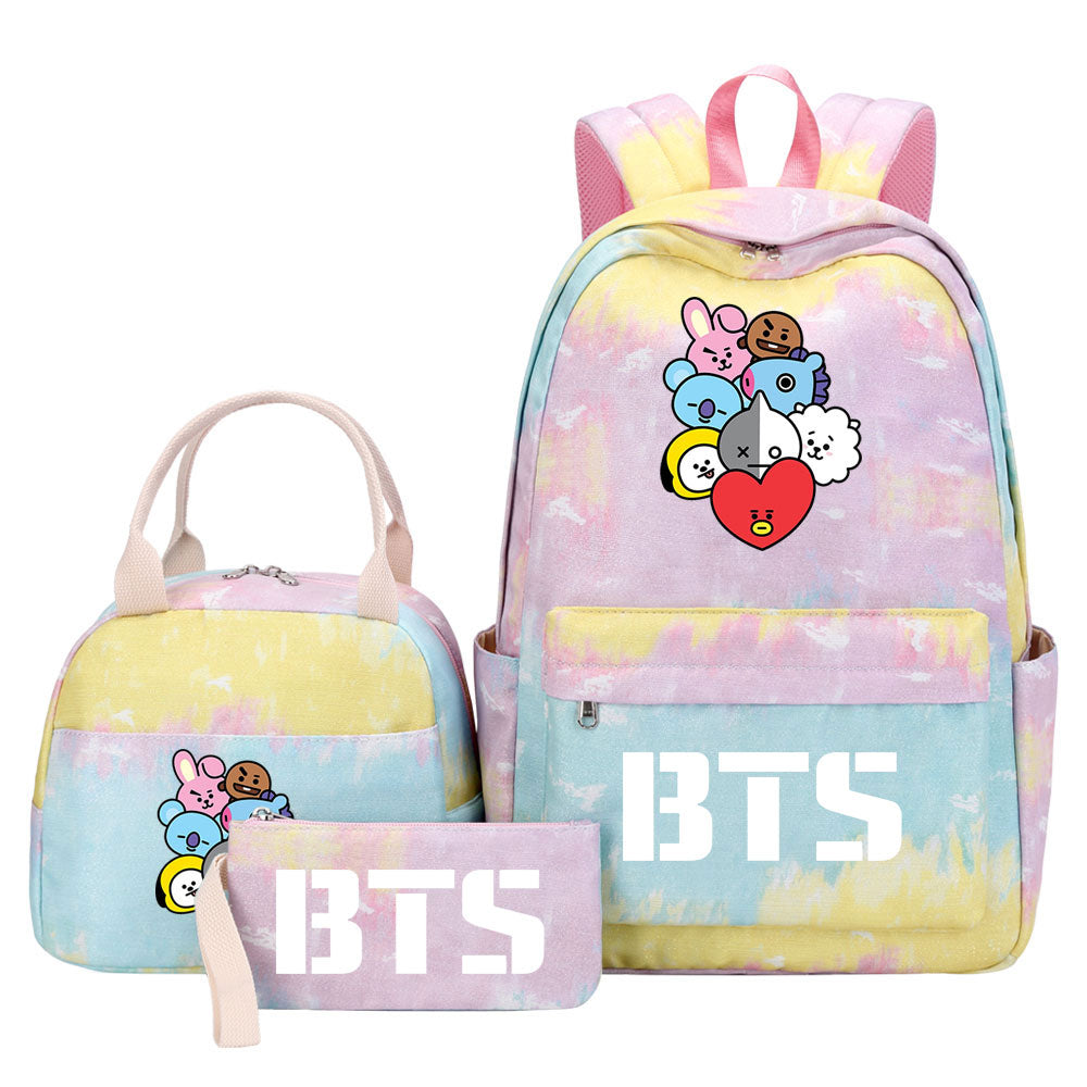 BTS Pink Starry Sky SchoolBag Backpack Lunch Box Bag Book Pencil Bags 3pcs Set