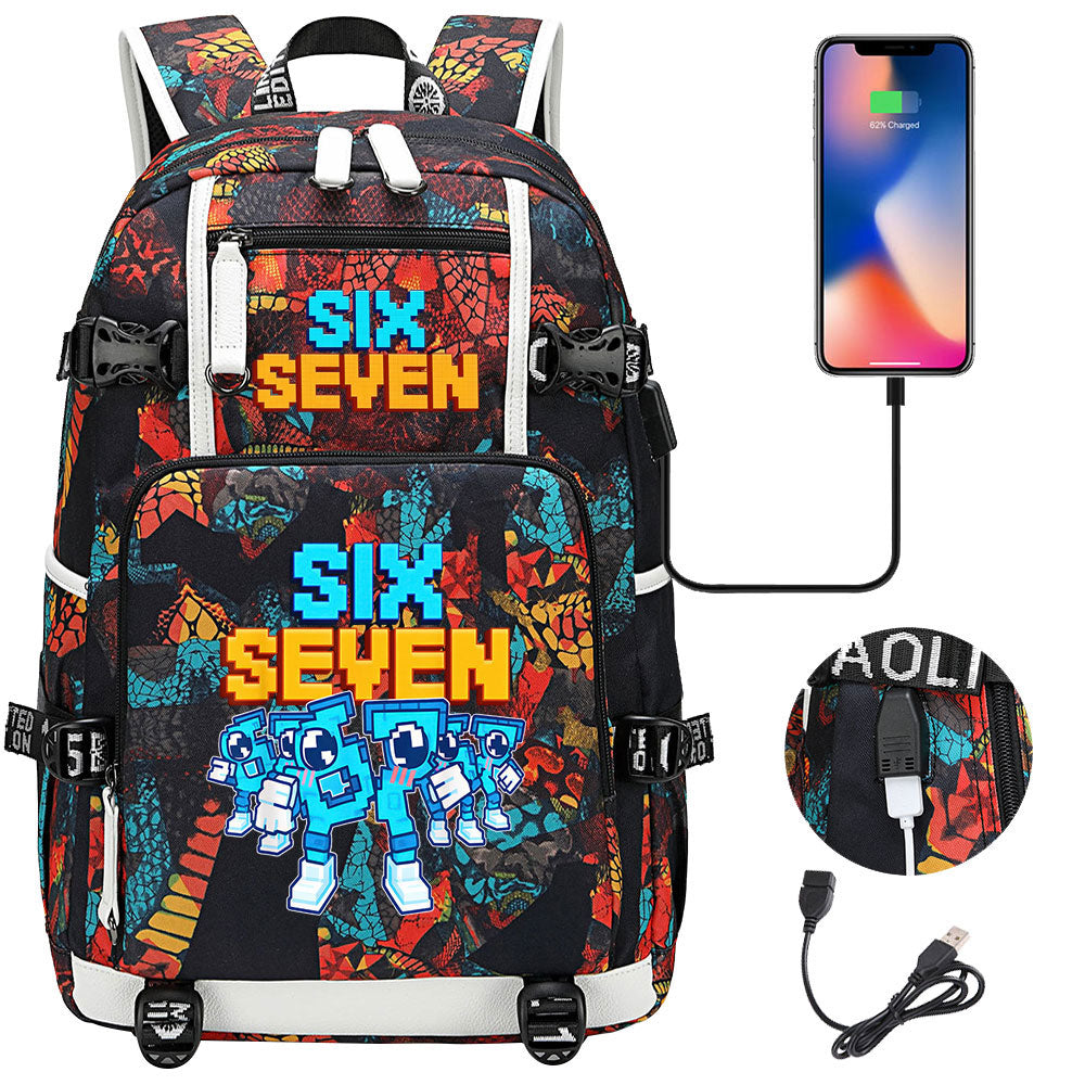 Steal a Brainrot 67 USB Charging Backpack School NoteBook Laptop Travel Bags