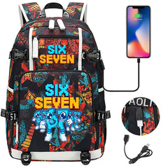 Steal a Brainrot 67 USB Charging Backpack School NoteBook Laptop Travel Bags
