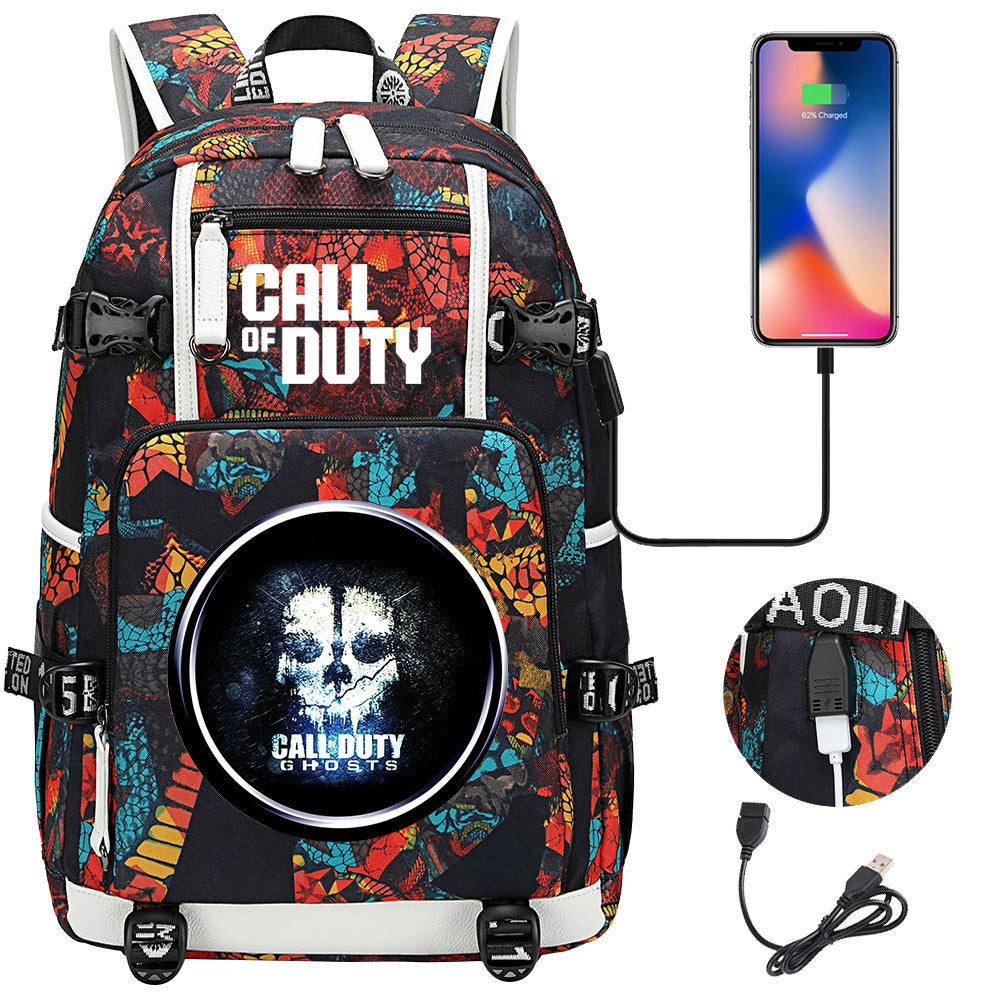 Call of Duty USB Charging Backpack School NoteBook Laptop Travel Bags