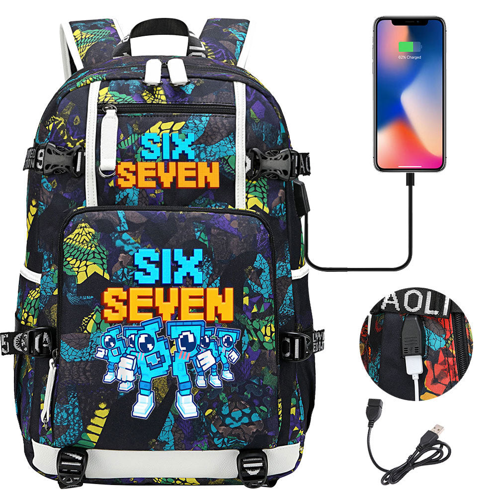 Steal a Brainrot 67 USB Charging Backpack School NoteBook Laptop Travel Bags
