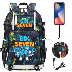 Steal a Brainrot 67 USB Charging Backpack School NoteBook Laptop Travel Bags