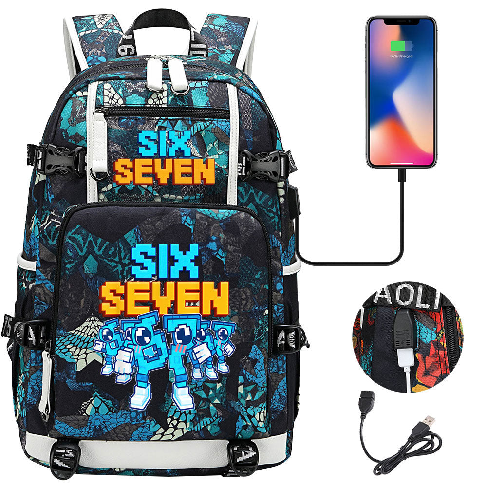 Steal a Brainrot 67 USB Charging Backpack School NoteBook Laptop Travel Bags