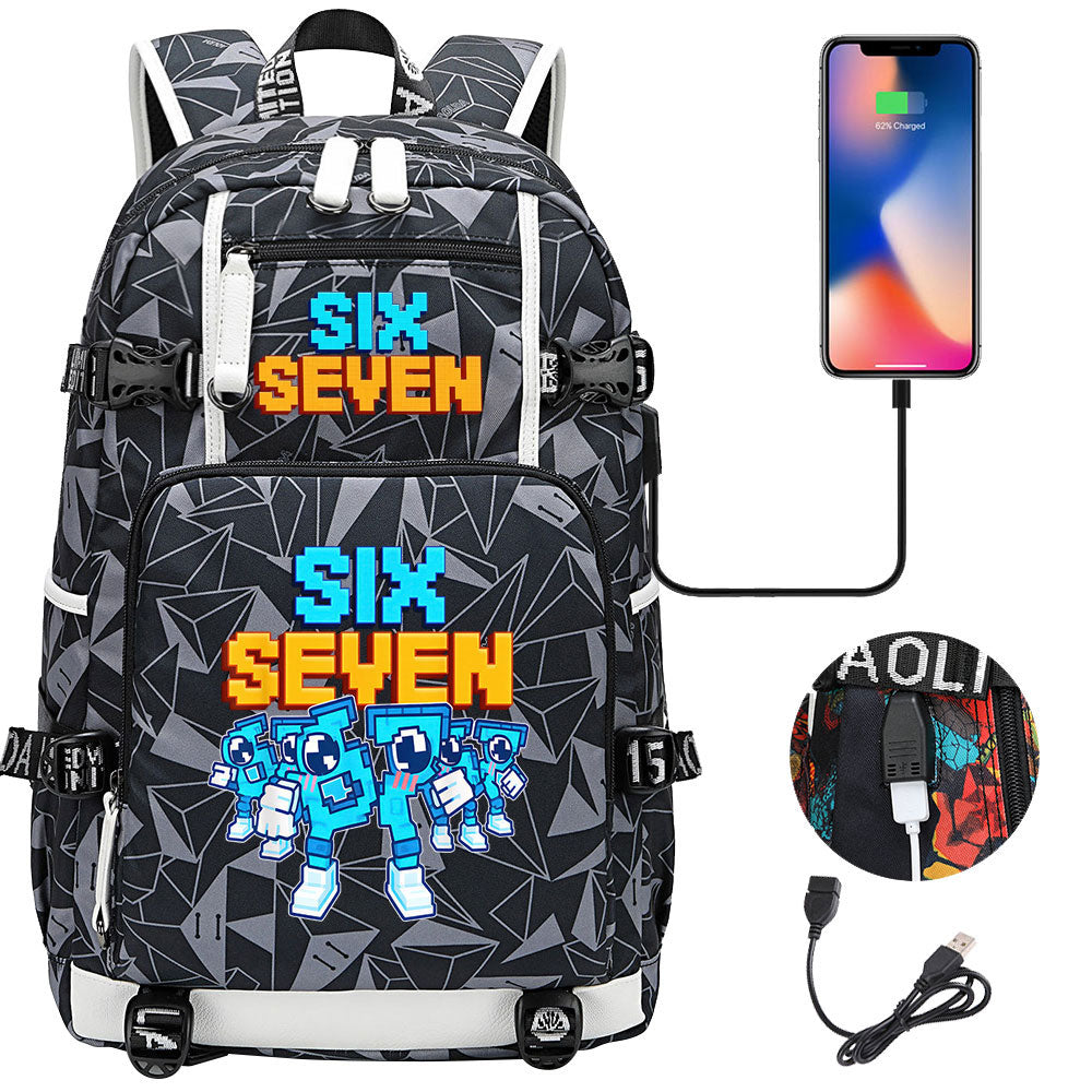 Steal a Brainrot 67 USB Charging Backpack School NoteBook Laptop Travel Bags