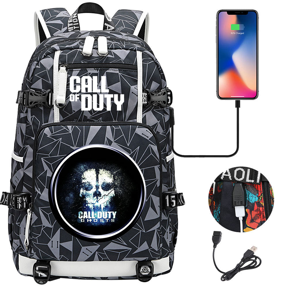 Call of Duty USB Charging Backpack School NoteBook Laptop Travel Bags