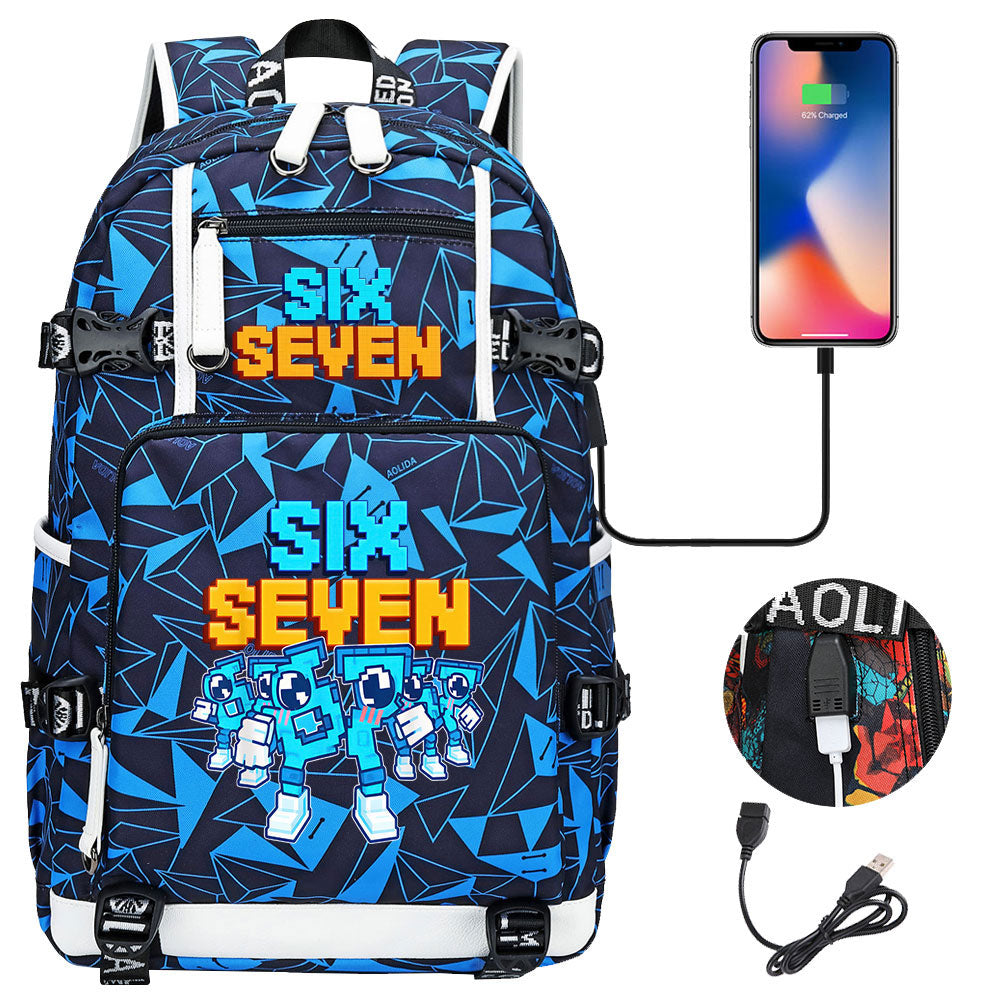 Steal a Brainrot 67 USB Charging Backpack School NoteBook Laptop Travel Bags
