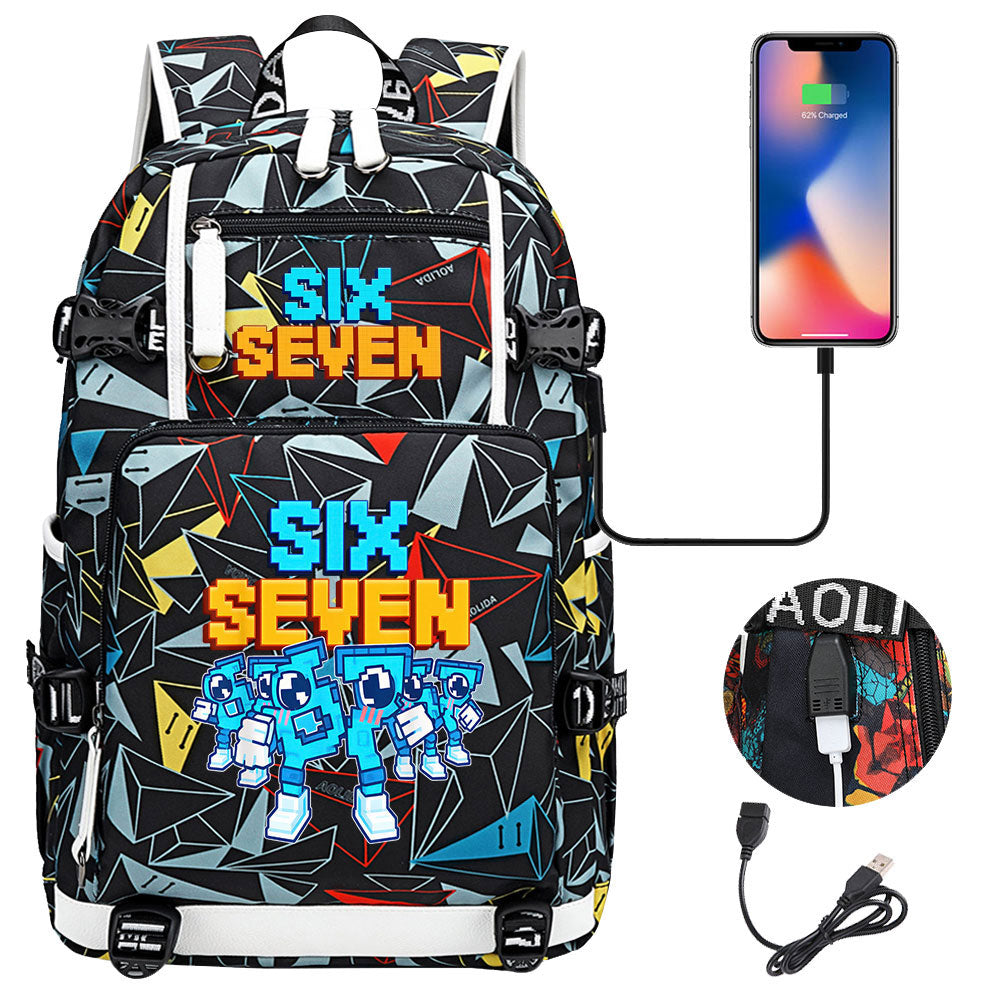 Steal a Brainrot 67 USB Charging Backpack School NoteBook Laptop Travel Bags