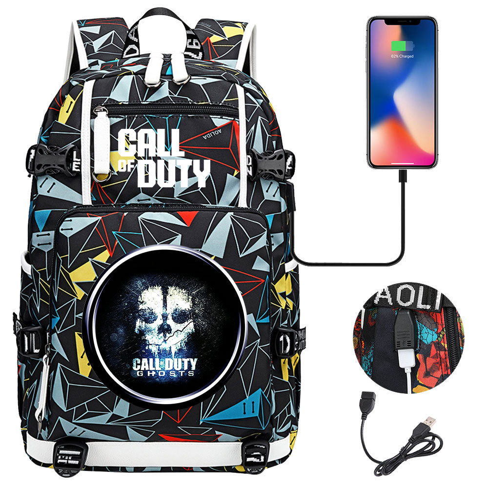 Call of Duty USB Charging Backpack School NoteBook Laptop Travel Bags