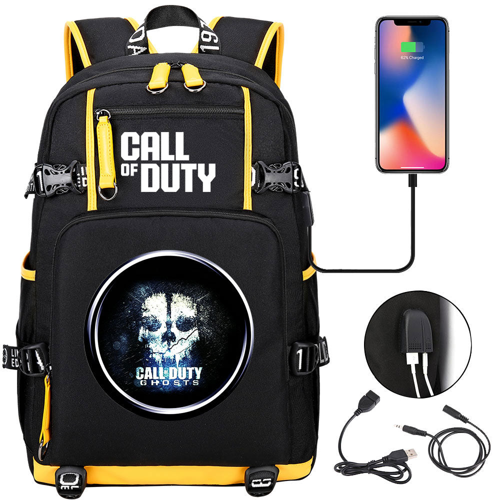 Call of Duty USB Charging Backpack School NoteBook Laptop Travel Bags