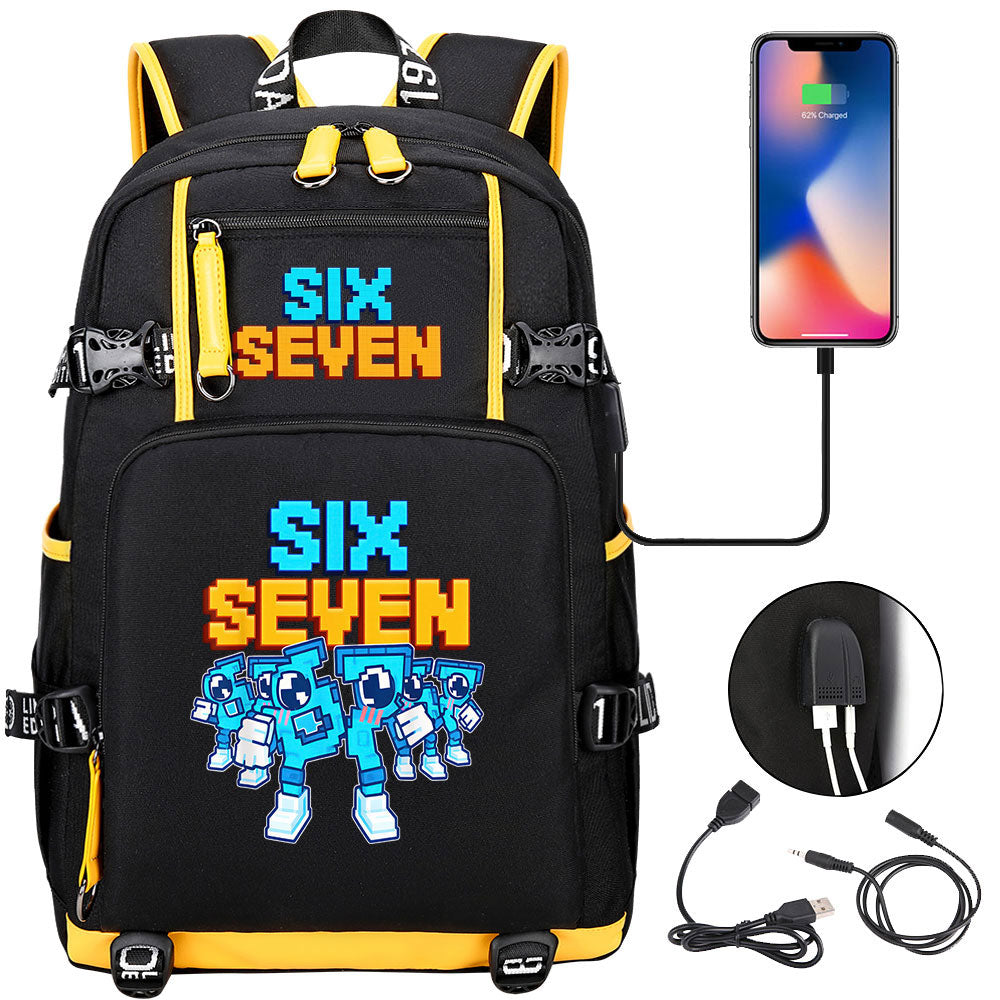 Steal a Brainrot 67 USB Charging Backpack School NoteBook Laptop Travel Bags