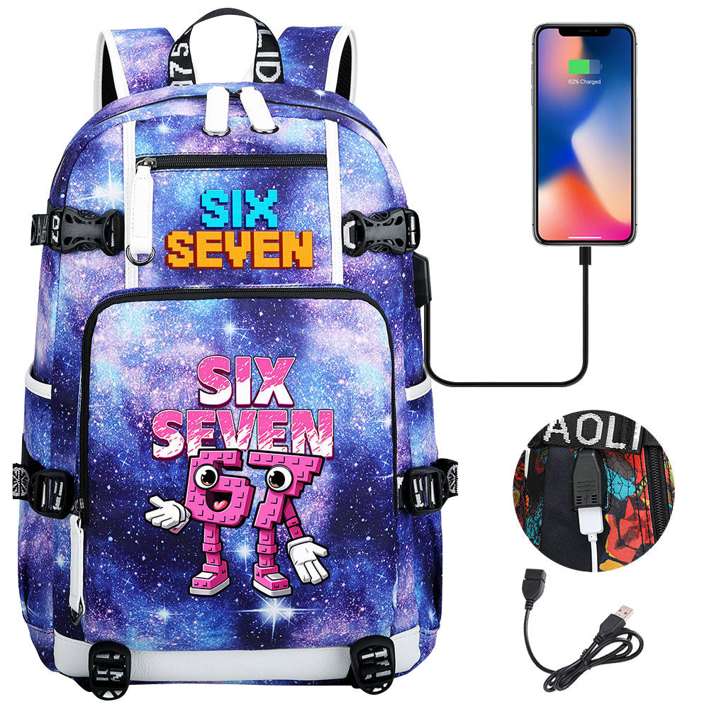 Steal a Brainrot 67 USB Charging Backpack School NoteBook Laptop Travel Bags