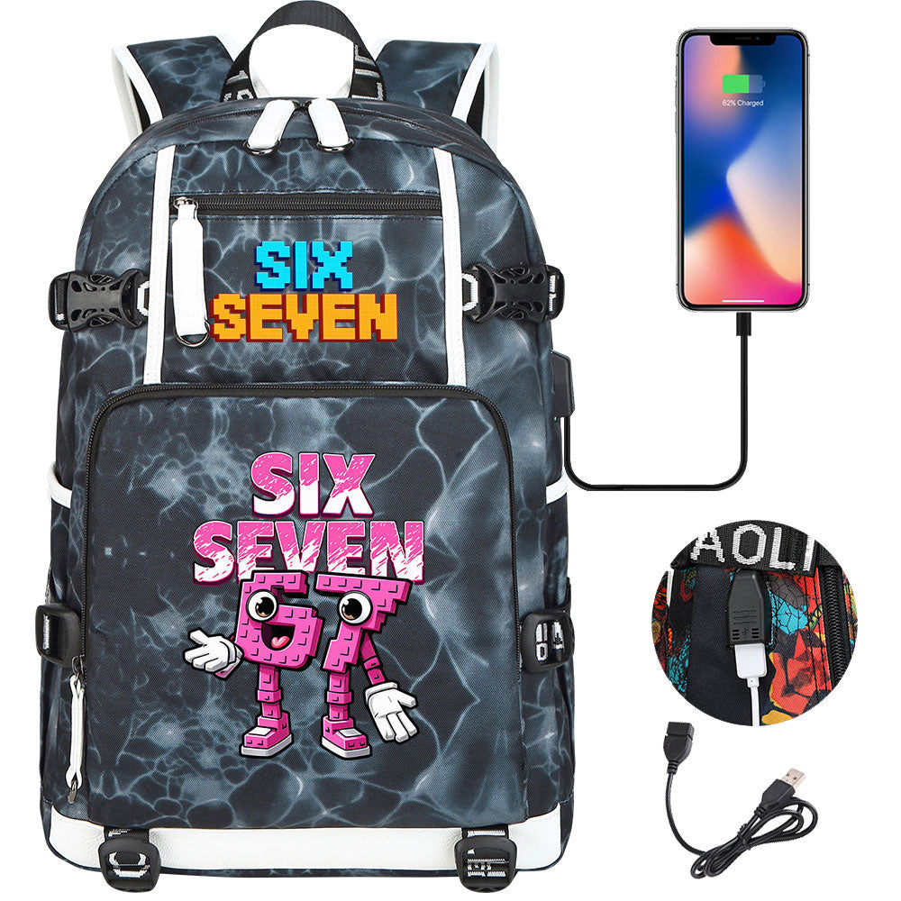 Steal a Brainrot 67 USB Charging Backpack School NoteBook Laptop Travel Bags