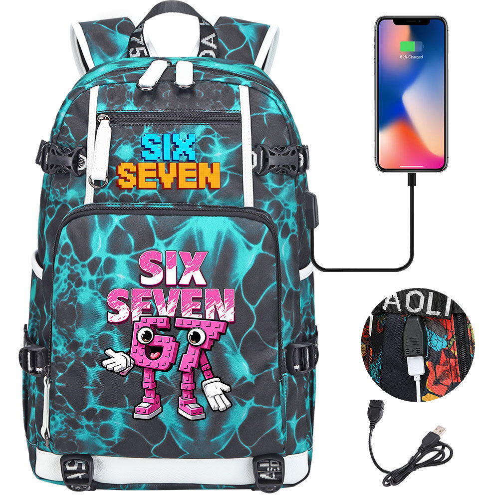 Steal a Brainrot 67 USB Charging Backpack School NoteBook Laptop Travel Bags