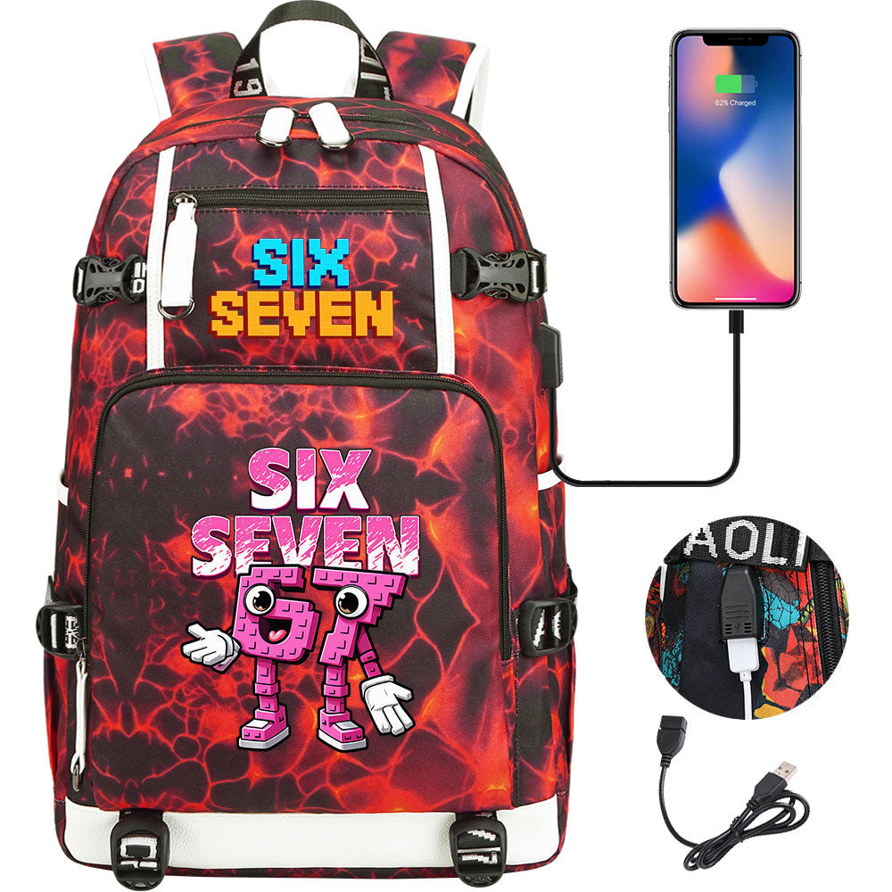 Steal a Brainrot 67 USB Charging Backpack School NoteBook Laptop Travel Bags