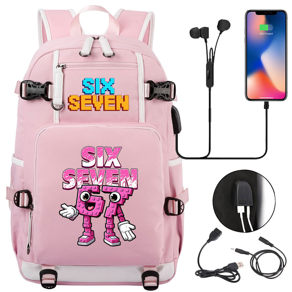 Steal a Brainrot 67 USB Charging Backpack School NoteBook Laptop Travel Bags