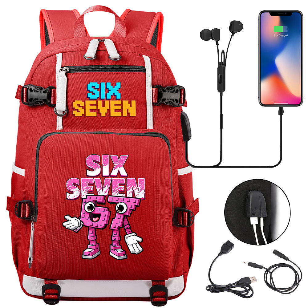 Steal a Brainrot 67 USB Charging Backpack School NoteBook Laptop Travel Bags