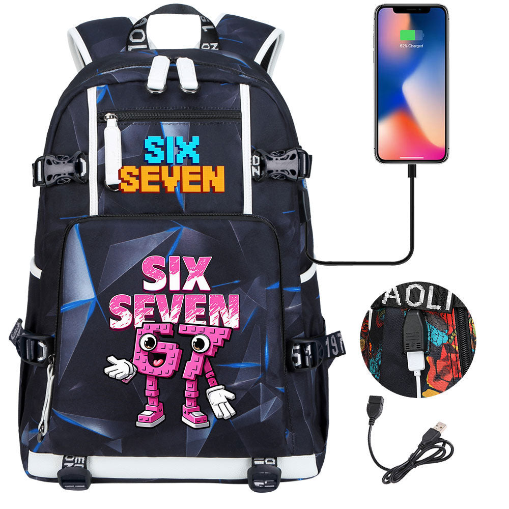 Steal a Brainrot 67 USB Charging Backpack School NoteBook Laptop Travel Bags
