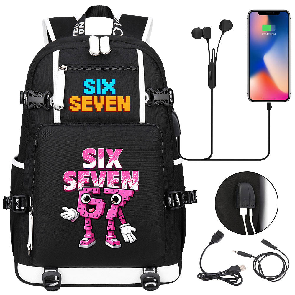 Steal a Brainrot 67 USB Charging Backpack School NoteBook Laptop Travel Bags