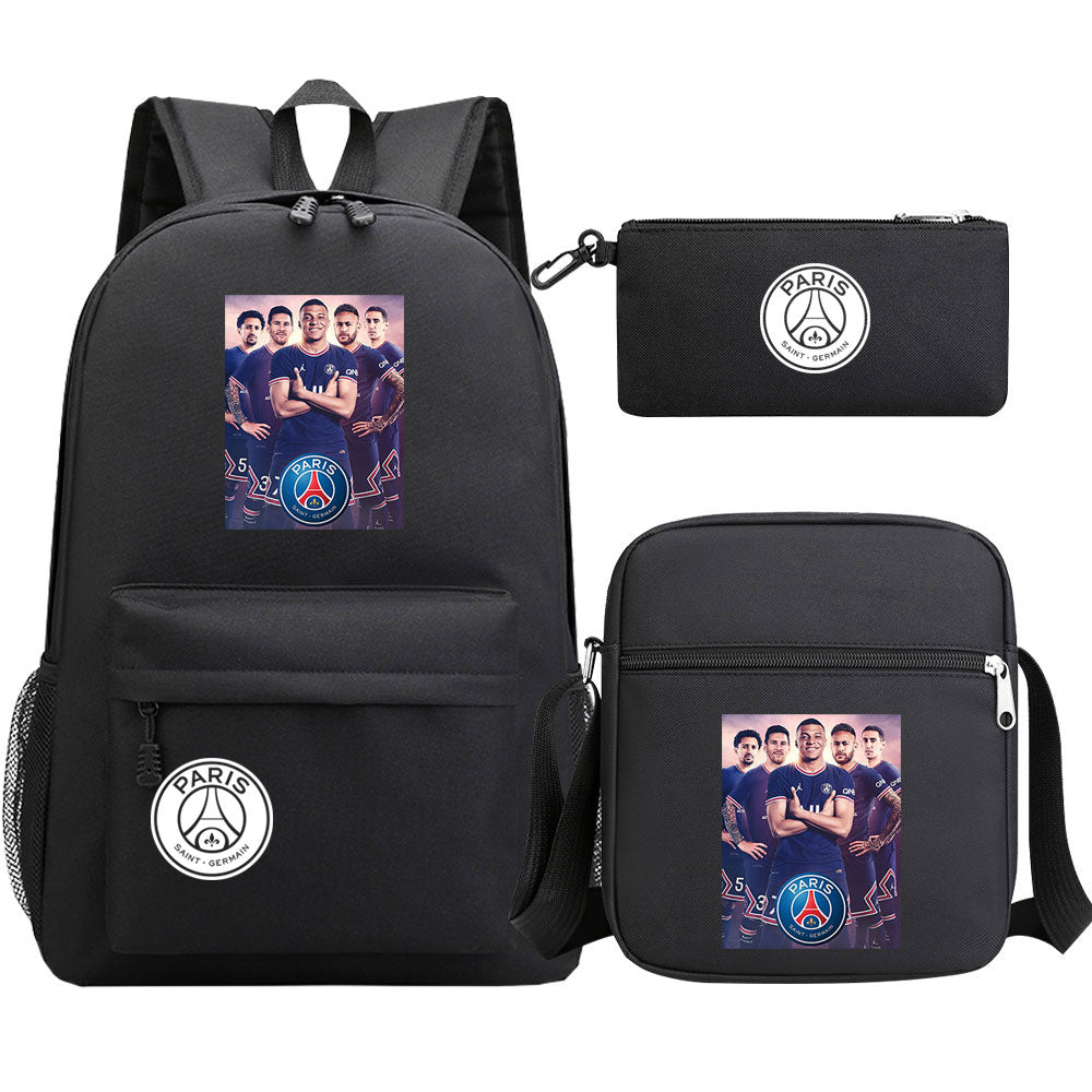 Mbappe Football Player SchoolBag Backpack Shoulder Bag Book Pencil Bags 3pcs Set