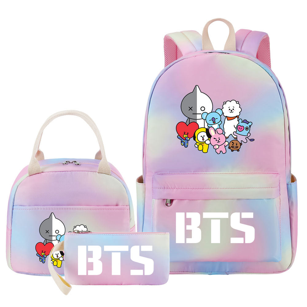 BTS Pink Starry Sky SchoolBag Backpack Lunch Box Bag Book Pencil Bags 3pcs Set