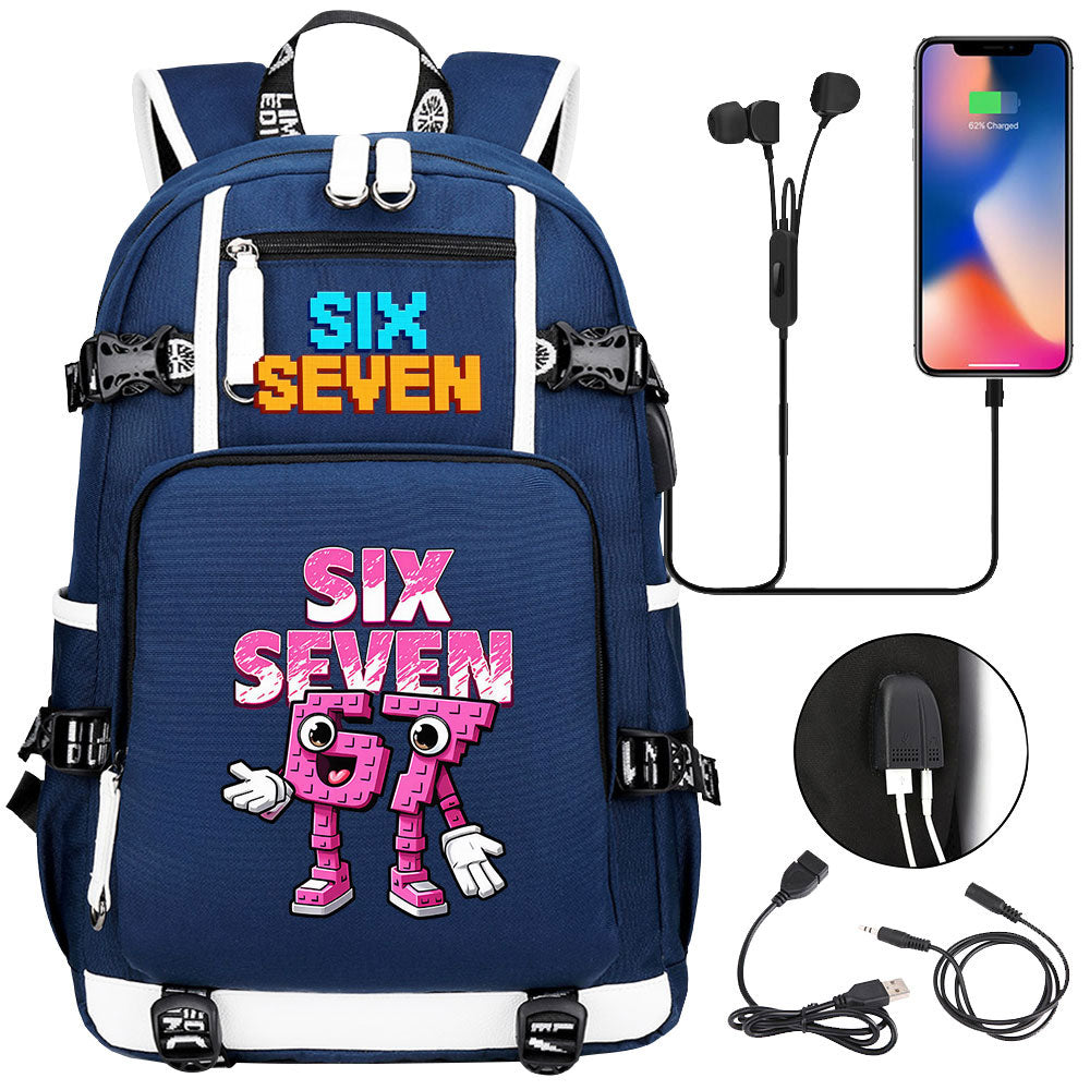 Steal a Brainrot 67 USB Charging Backpack School NoteBook Laptop Travel Bags