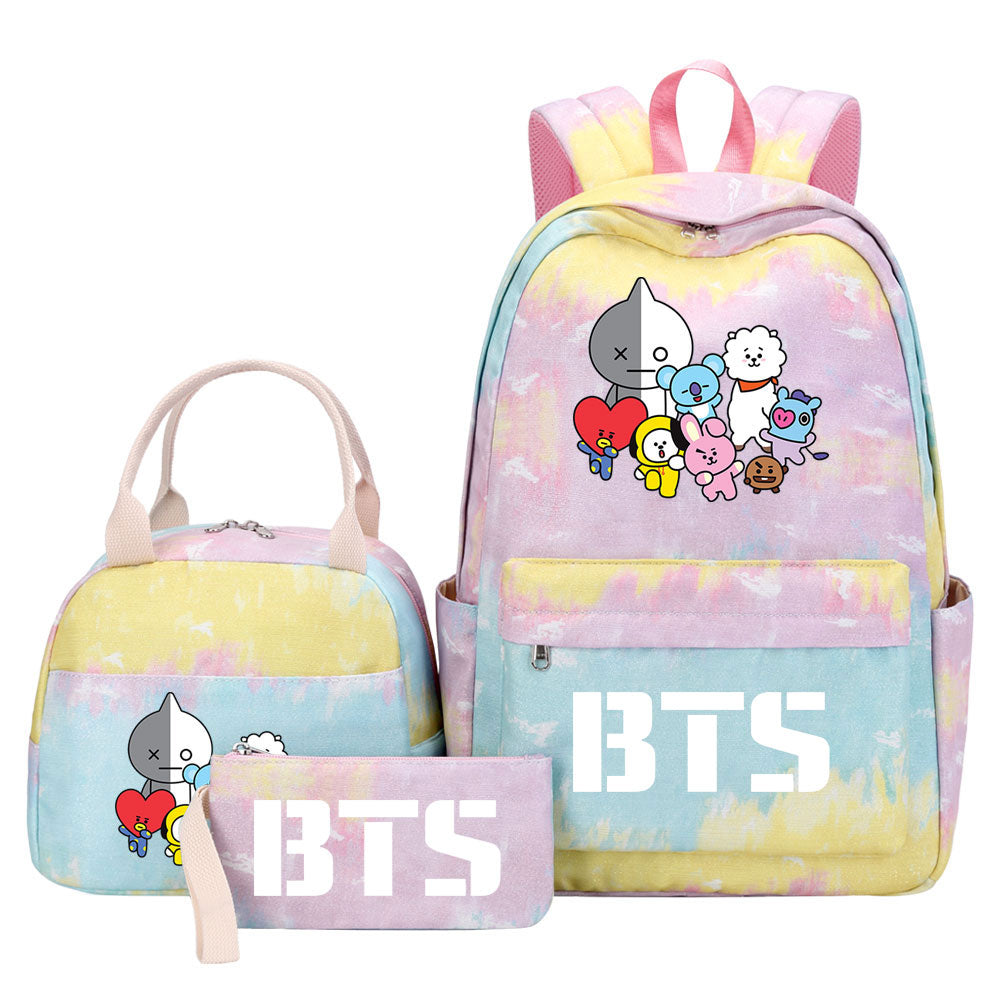BTS Pink Starry Sky SchoolBag Backpack Lunch Box Bag Book Pencil Bags 3pcs Set
