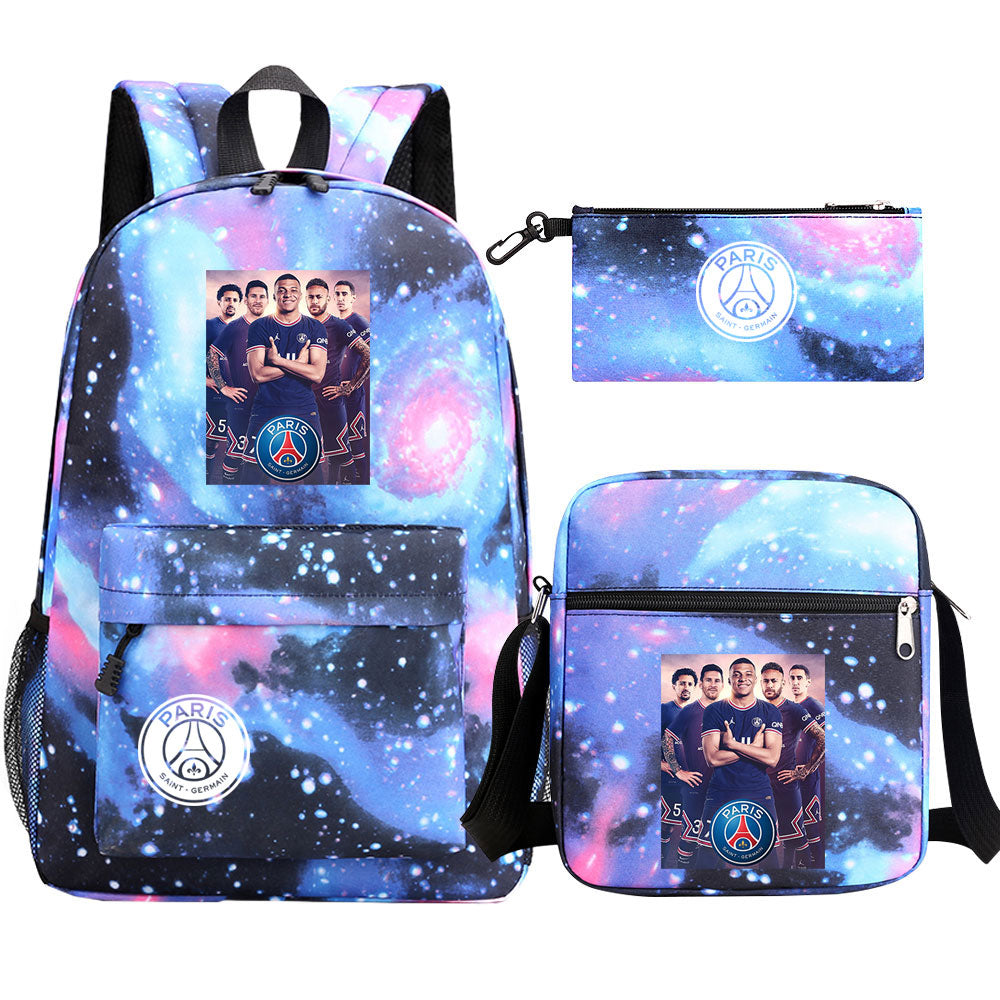 Mbappe Football Player SchoolBag Backpack Shoulder Bag Book Pencil Bags 3pcs Set