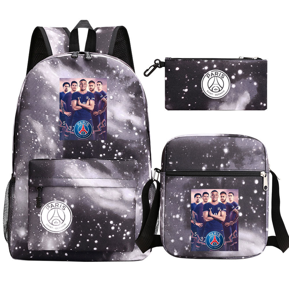 Mbappe Football Player SchoolBag Backpack Shoulder Bag Book Pencil Bags 3pcs Set