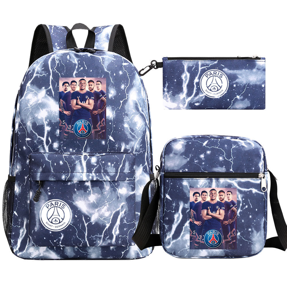 Mbappe Football Player SchoolBag Backpack Shoulder Bag Book Pencil Bags 3pcs Set