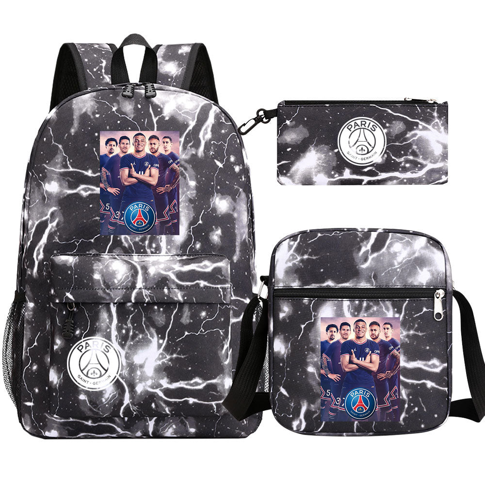 Mbappe Football Player SchoolBag Backpack Shoulder Bag Book Pencil Bags 3pcs Set