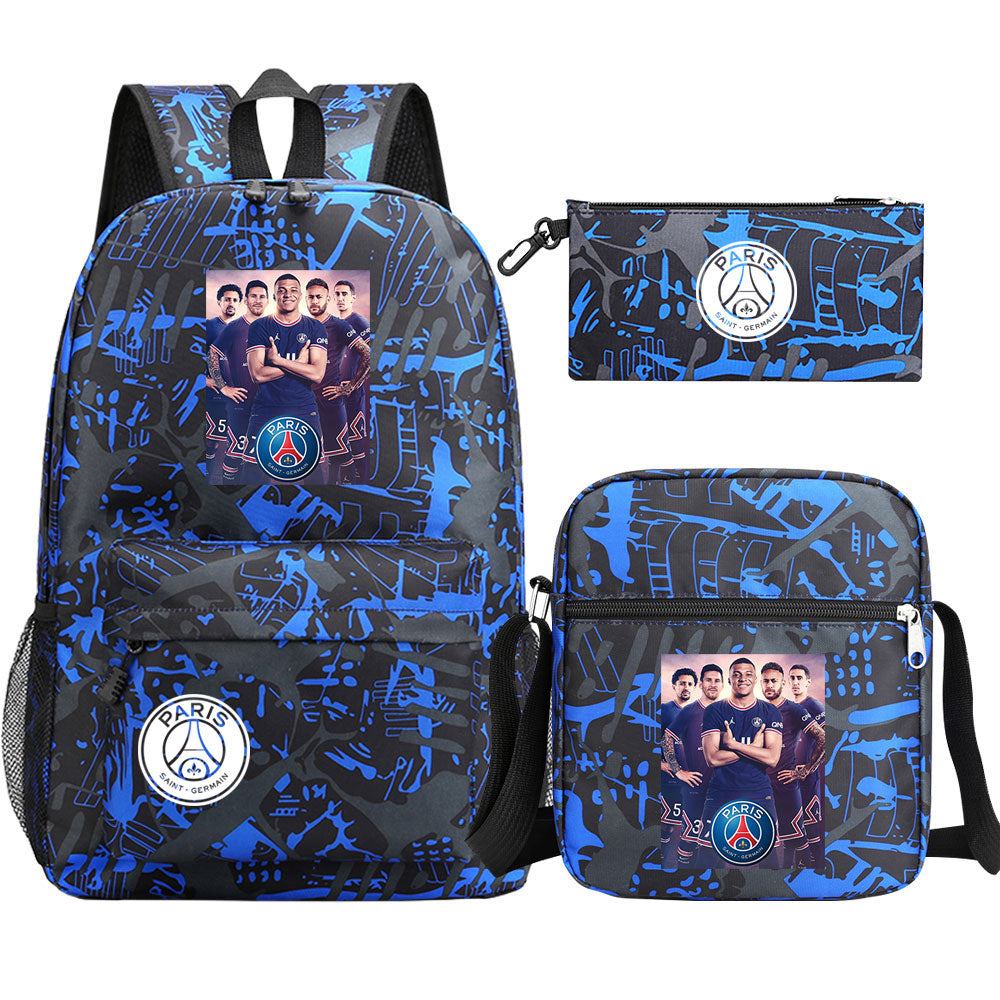 Mbappe Football Player SchoolBag Backpack Shoulder Bag Book Pencil Bags 3pcs Set