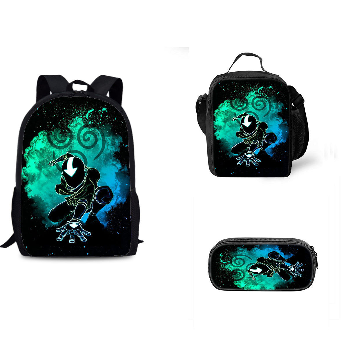 Avatar The Last Airbender Schoolbag Backpack Lunch Bag Pencil Case 3pcs Set Gift for Kids Students