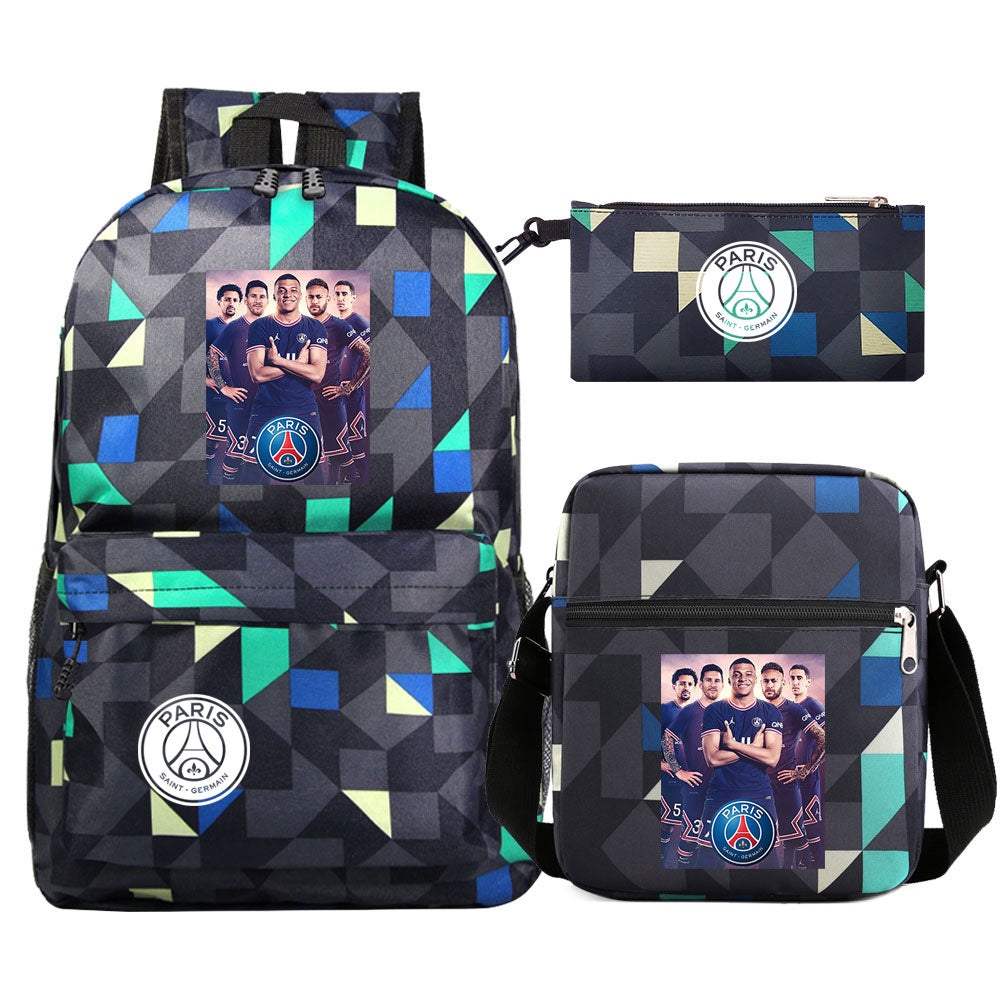Mbappe Football Player SchoolBag Backpack Shoulder Bag Book Pencil Bags 3pcs Set