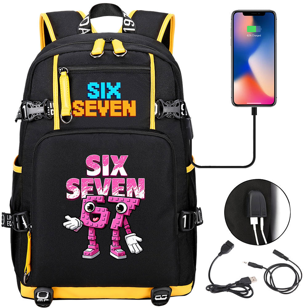 Steal a Brainrot 67 USB Charging Backpack School NoteBook Laptop Travel Bags