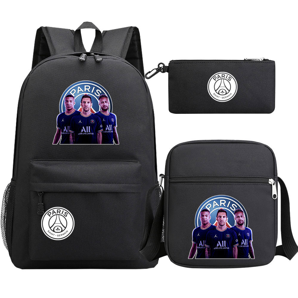 Mbappe Football Player SchoolBag Backpack Shoulder Bag Book Pencil Bags 3pcs Set