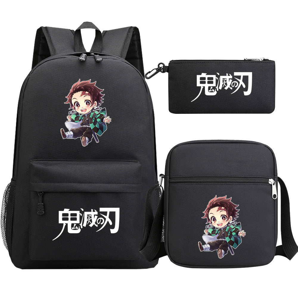Demon Slayer Kamado Tanjiro SchoolBag Backpack Shoulder Bag Book Pencil Bags 3pcs Set