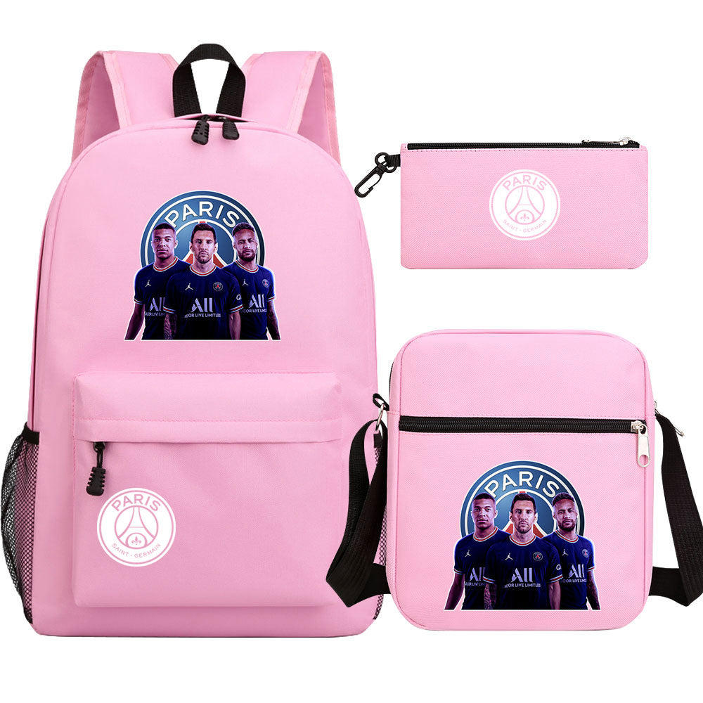 Mbappe Football Player SchoolBag Backpack Shoulder Bag Book Pencil Bags 3pcs Set