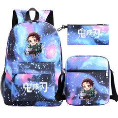 Demon Slayer Kamado Tanjiro SchoolBag Backpack Shoulder Bag Book Pencil Bags 3pcs Set