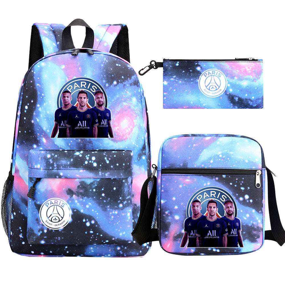 Mbappe Football Player SchoolBag Backpack Shoulder Bag Book Pencil Bags 3pcs Set