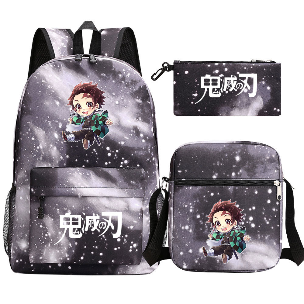 Demon Slayer Kamado Tanjiro SchoolBag Backpack Shoulder Bag Book Pencil Bags 3pcs Set