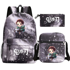 Demon Slayer Kamado Tanjiro SchoolBag Backpack Shoulder Bag Book Pencil Bags 3pcs Set