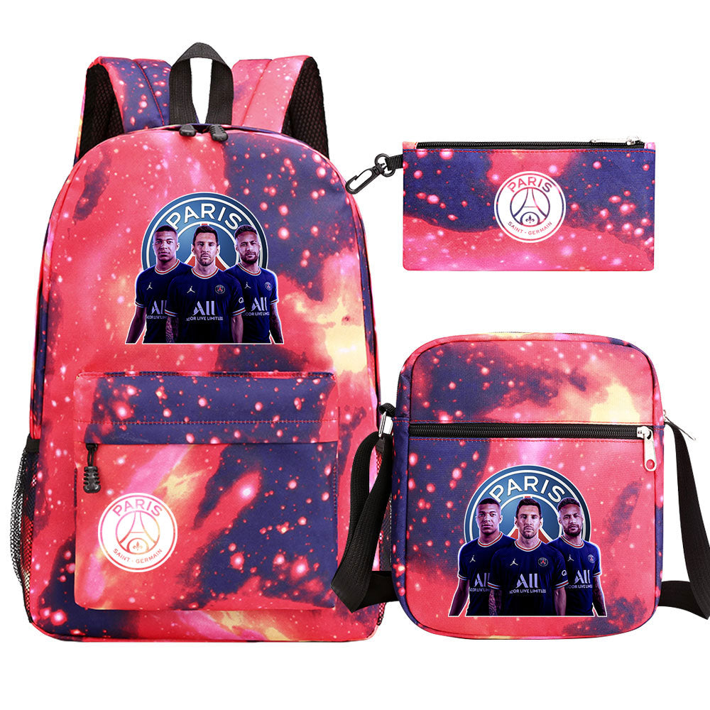 Mbappe Football Player SchoolBag Backpack Shoulder Bag Book Pencil Bags 3pcs Set