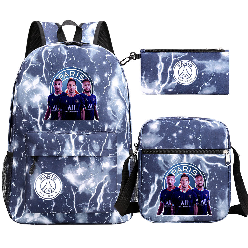 Mbappe Football Player SchoolBag Backpack Shoulder Bag Book Pencil Bags 3pcs Set