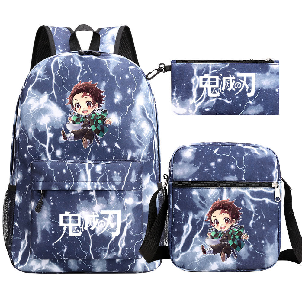 Demon Slayer Kamado Tanjiro SchoolBag Backpack Shoulder Bag Book Pencil Bags 3pcs Set
